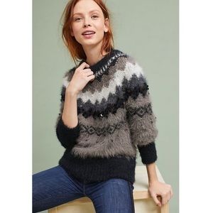 Sleeping on Snow Anthropologie Fair Isle Bubble Sleeve Sweater Size M